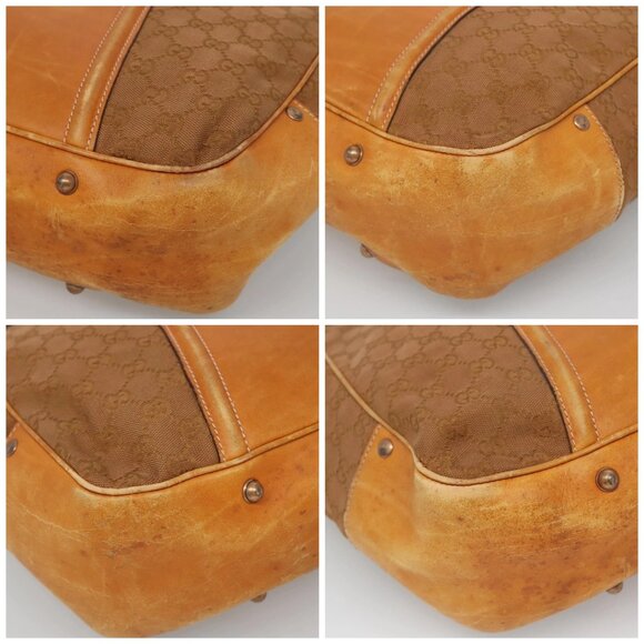 GUCCI GG Canvas Tote Bag Outlet Beige Gold Auth - Picture 14 of 14